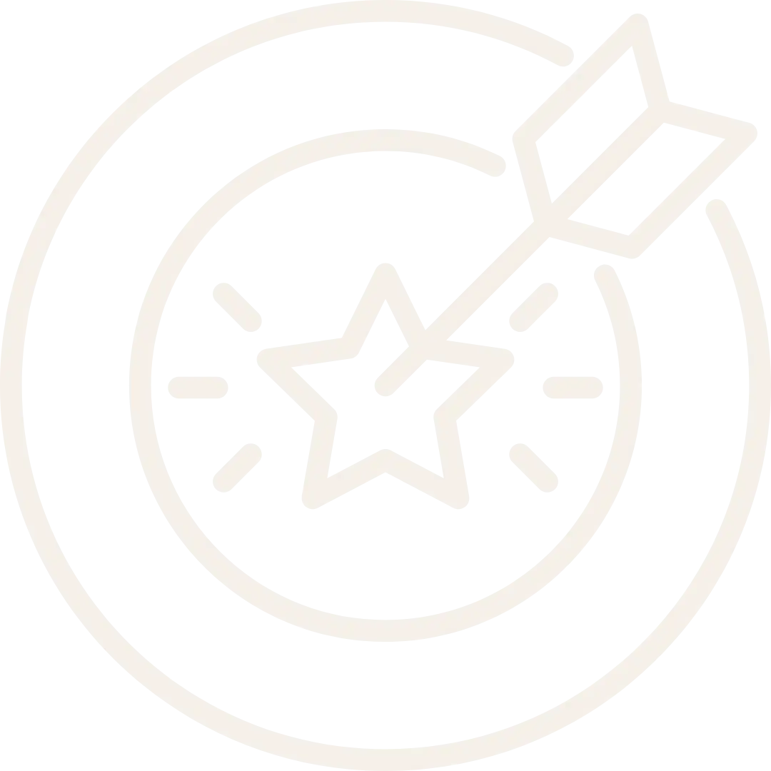 A simple line drawing of a dart hitting the center of a target, with a star at the bullseye and lines around the star indicating emphasis or success—ideal for showcasing Google Ads Freelancer or white label service achievements.