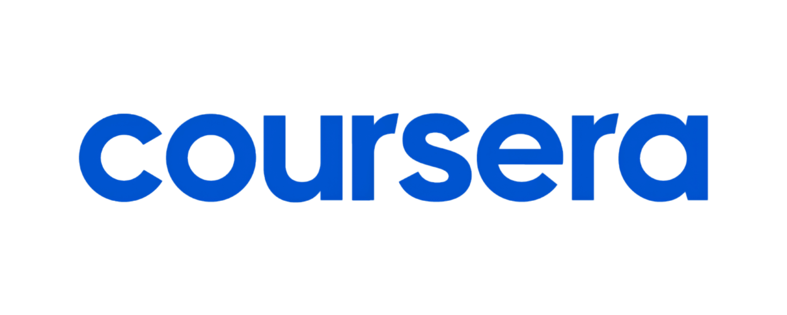 The image displays the Coursera logo, featuring the word coursera in bold, lowercase, blue letters on a light gray background.